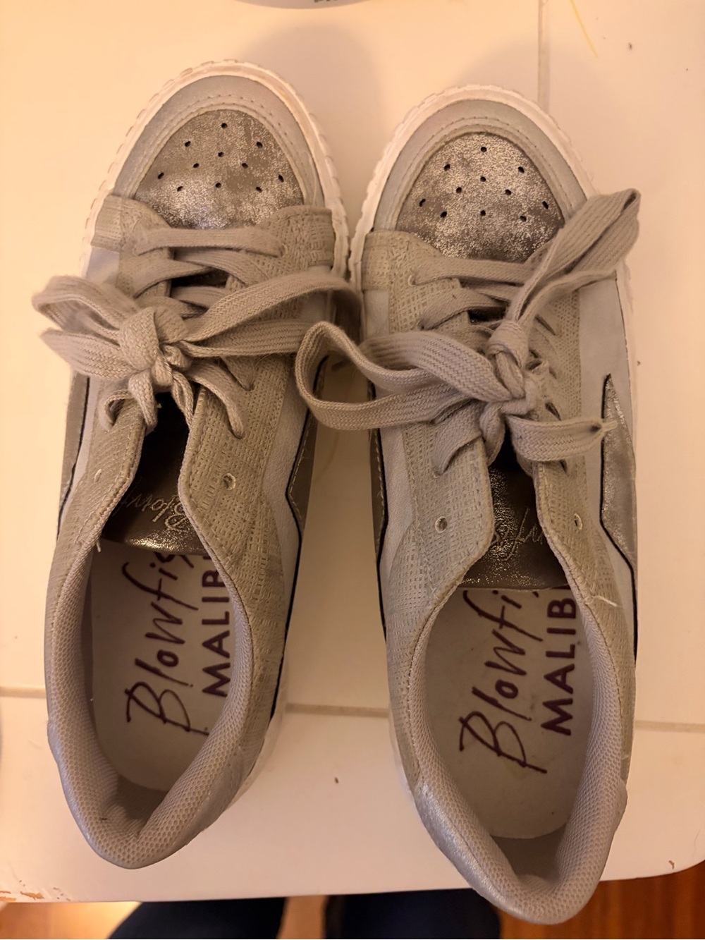 Blowfish Metallic Silver and Light Gray Sneakers